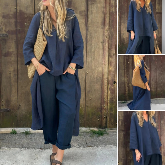 💕Limited Sale 50% OFF💕Women's Summer Loose Pocket V-Neck 2-Piece Set💃
