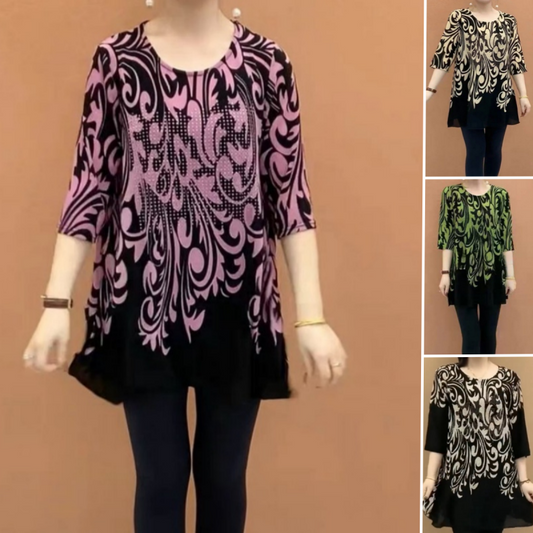 Women's Round Neck Printed Loose Top(50% OFF)