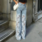 ⏳Time-limited Special⏰High Waisted Lace Splicing Jeans