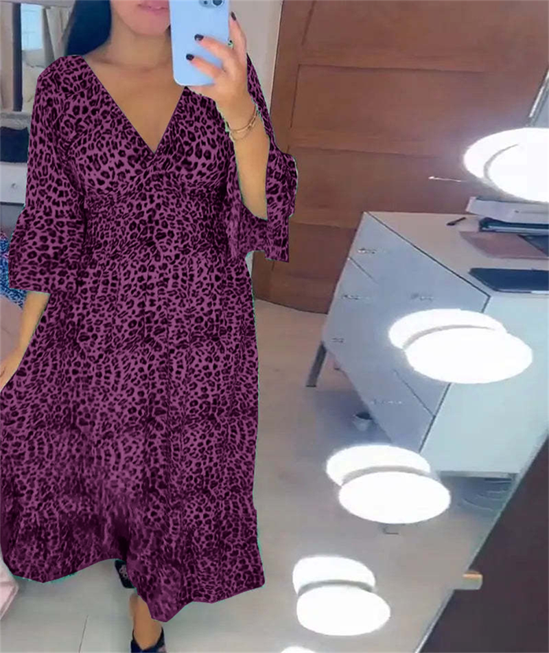 🔥HOT SALE 50% OFF🔥Women's Cotton Wrap Dress with leopard pattern