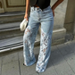⏳Time-limited Special⏰High Waisted Lace Splicing Jeans