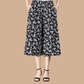 Women's High Elastic Waist Pleated Chiffon Wide Leg Culottes