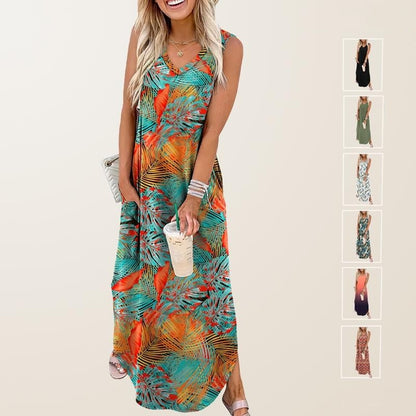 🎉Holiday Sale-59% Off🌷Summer Dresses Maxi Dress Vacation Beach Sundresses with Pockets