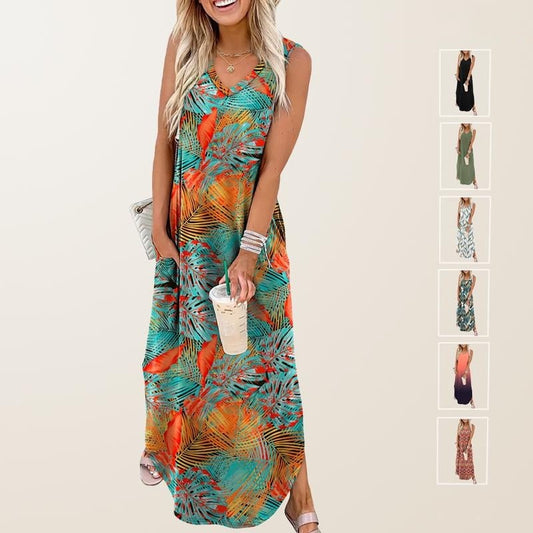 🎉Holiday Sale-59% Off🌷Summer Dresses Maxi Dress Vacation Beach Sundresses with Pockets