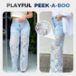 ⏳Time-limited Special⏰High Waisted Lace Splicing Jeans