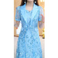 Women's Elegant Sleeveless Dress & Short Sleeve Cardigan Two-Piece Set