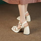 Leather Block Heel Sandal