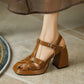 Leather Block Heel Sandal