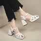 Leather Block Heel Sandal