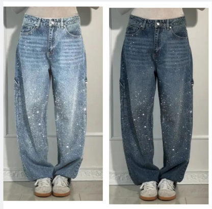 🌸Summer Specials💐 Women's Straight Jeans with Rhinestones