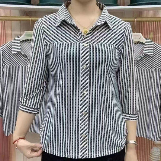 Women's Striped Lapel Shirt