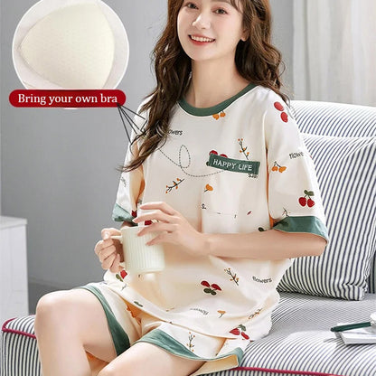 🎁Cute Cartoon Printed Loose Cozy Loungewear Set with Built-in Bra Pads