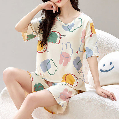 🎁Cute Cartoon Printed Loose Cozy Loungewear Set with Built-in Bra Pads