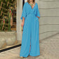 Women's Elegant V-Neck Wide Leg Jumpsuit