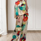 Stylish Watercolor Floral Print Loose 2-Piece Suit for Plus Size Women