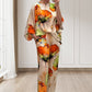 Stylish Watercolor Floral Print Loose 2-Piece Suit for Plus Size Women