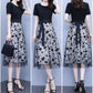 Women's Black Short-sleeve Patchwork Mesh Dress