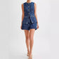 Women's Casual Denim Two-Piece Sleeveless Top & Shorts Set