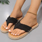 Summer Fluffing Canvas Flat Flip Flop