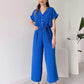 Women's V-Neck Short Sleeve Casual Jumpsuit