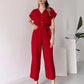 Women's V-Neck Short Sleeve Casual Jumpsuit