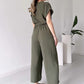 Women's V-Neck Short Sleeve Casual Jumpsuit