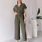 Women's V-Neck Short Sleeve Casual Jumpsuit