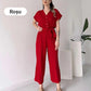 Women's V-Neck Short Sleeve Casual Jumpsuit