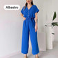 Women's V-Neck Short Sleeve Casual Jumpsuit