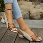 Women's Peep Toe Low Block Heel Sandals