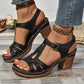 🔥Open-Toe Cutout Block Sandals with Buckle Strap✨