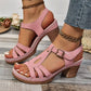 🔥Open-Toe Cutout Block Sandals with Buckle Strap✨