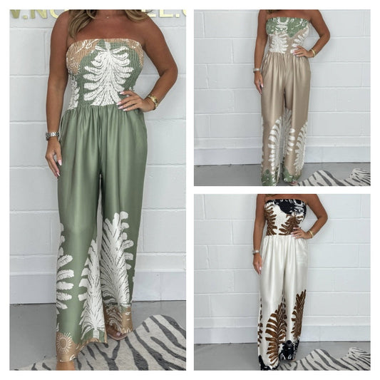 💕Women’s Sexy Summer Print Loose Fit Strapless Jumpsuit