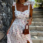 Women’s Tie Strap Pleated Slit Hem Dress