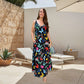 Butterfly Print V-neck Spaghetti Strap Maxi Dress