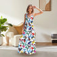 Butterfly Print V-neck Spaghetti Strap Maxi Dress