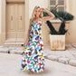 Butterfly Print V-neck Spaghetti Strap Maxi Dress