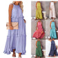 Women's Summer Casual Sleeveless Strappy Backless flounces Dress