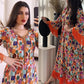 V-neck Floral Printed Long Sleeve Tassel Maxi Dress