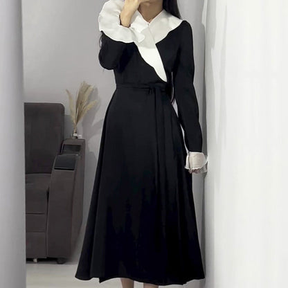 Fashion Tie Waist Dress with Ruffled Sleeves（50% OFF）