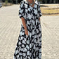 Women’s Trendy Print Loose Fit V Neck Long Dress