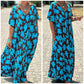 Women’s Trendy Print Loose Fit V Neck Long Dress