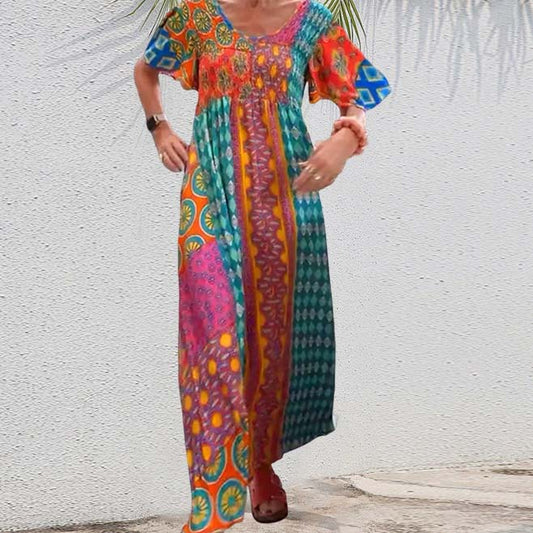 Women’s Bohemian Patchwork Colorful Maxi Dress（50% OFF）