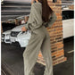 Autumn new style two-piece knitted button jacket and pants set for women
