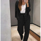 Autumn new style two-piece knitted button jacket and pants set for women