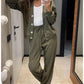 Autumn new style two-piece knitted button jacket and pants set for women