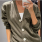 Autumn new style two-piece knitted button jacket and pants set for women
