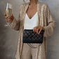 Sequin Open Front Top Wide Leg Pants Set（50% OFF）