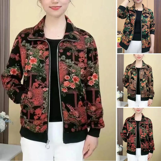 Women’s Casual Print Short Full-zip Jacket（50% OFF）