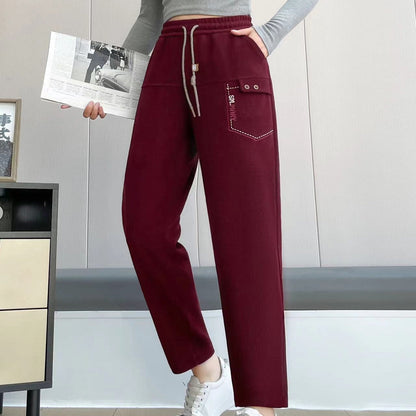 Women's Casual Straight-Leg Drawstring Pants with Pockets